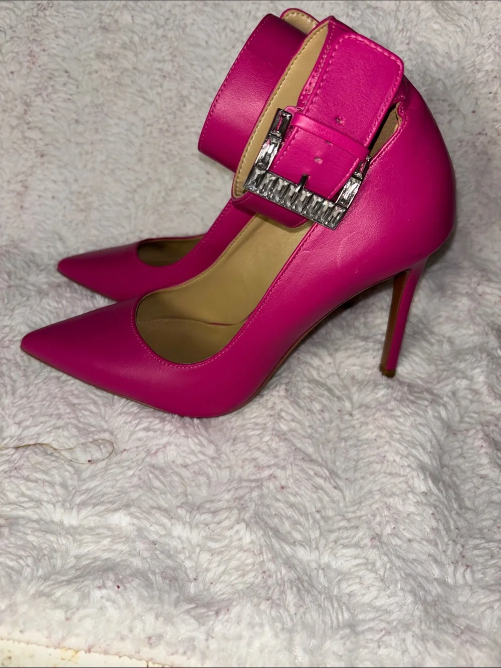 Michael Kors Hot Pink Pointed Ankle-Strap Stiletto Heels